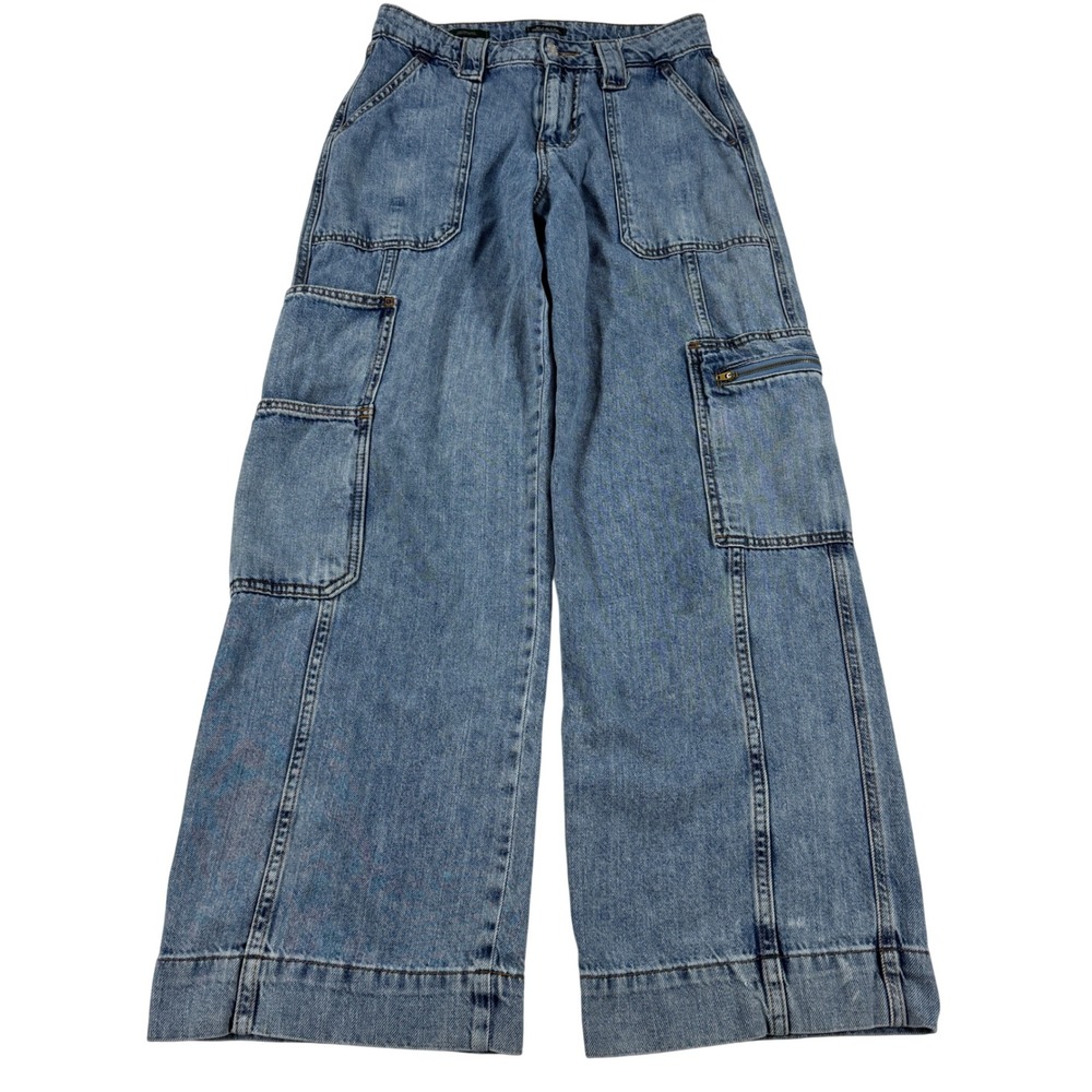 Y2K Wild Fable High Rise Cargo Jeans Light Wash Wide Leg Size 4 Bogo Grunge